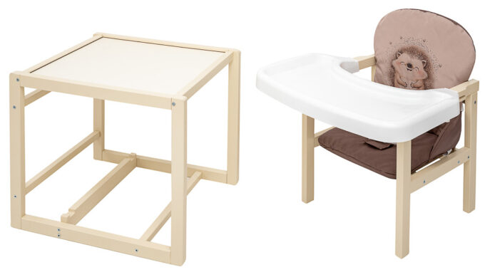 Стульчик-трансформер Babyroom Пеппи-260 слоновая кость капучино / шоколад (ежик, сердца)