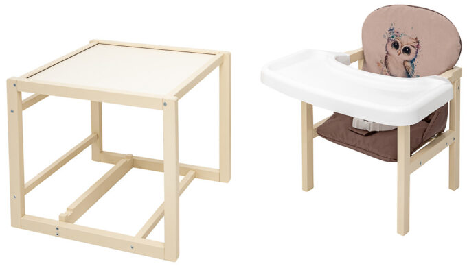 Стульчик-трансформер Babyroom Пеппи-260 слоновая кость капучино / шоколад (сова)