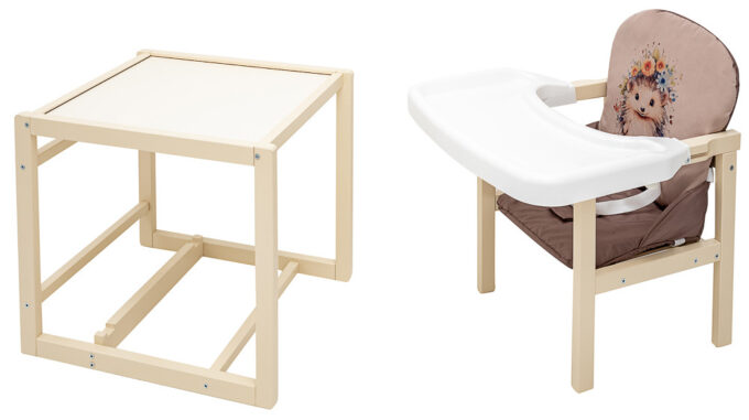 Стульчик-трансформер Babyroom Пеппи-260 слоновая кость капучино / шоколад (ежик, цветы)