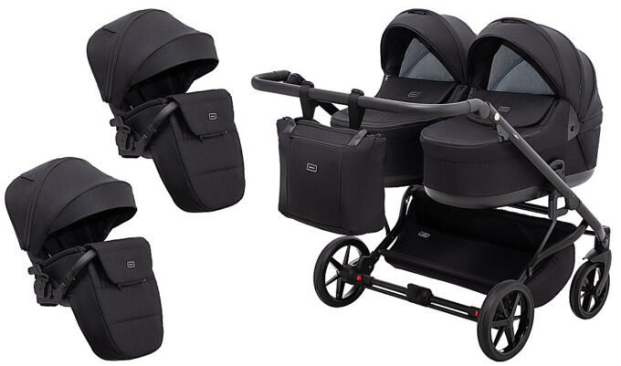 Коляска 2 в 1 для двойни Adamex Leo Duo Tip TK-53 черный