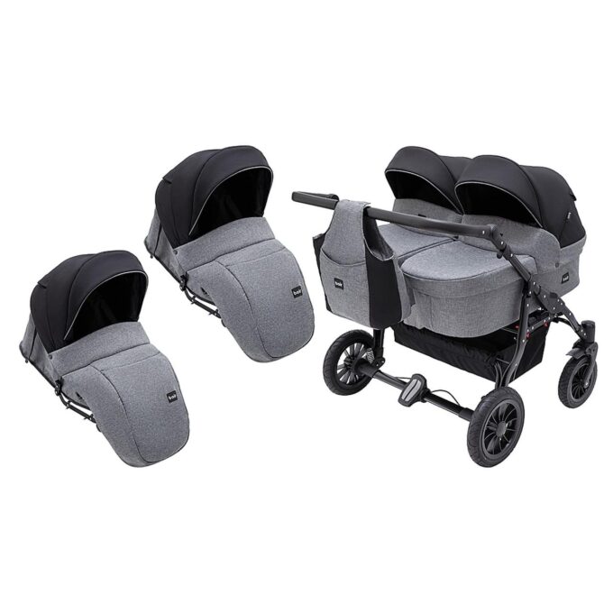 Коляска 2 в 1 для двойни Bair Sorento DUO BS-04 графит / черный