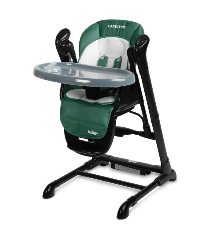 Кресло-качалка + стульчик для кормления Caretero INDIGO Black Green