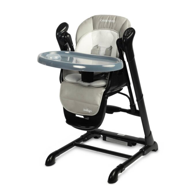 Кресло-качалка + стульчик для кормления Caretero INDIGO Black Grey