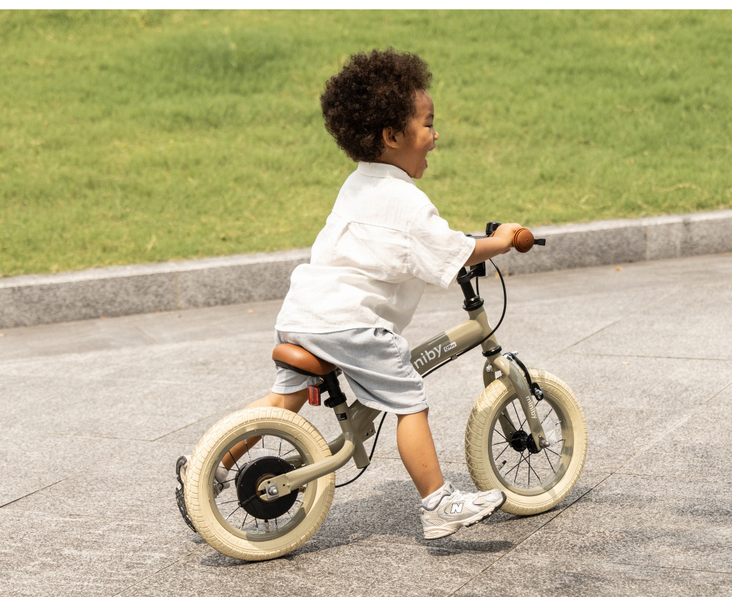 Велосипед - біговел Miniby 3в1/12" Grey-Green - Зображення 2