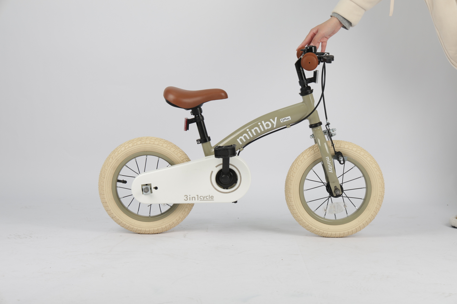 Велосипед - біговел Miniby 3в1/12" Grey-Green - Зображення 6