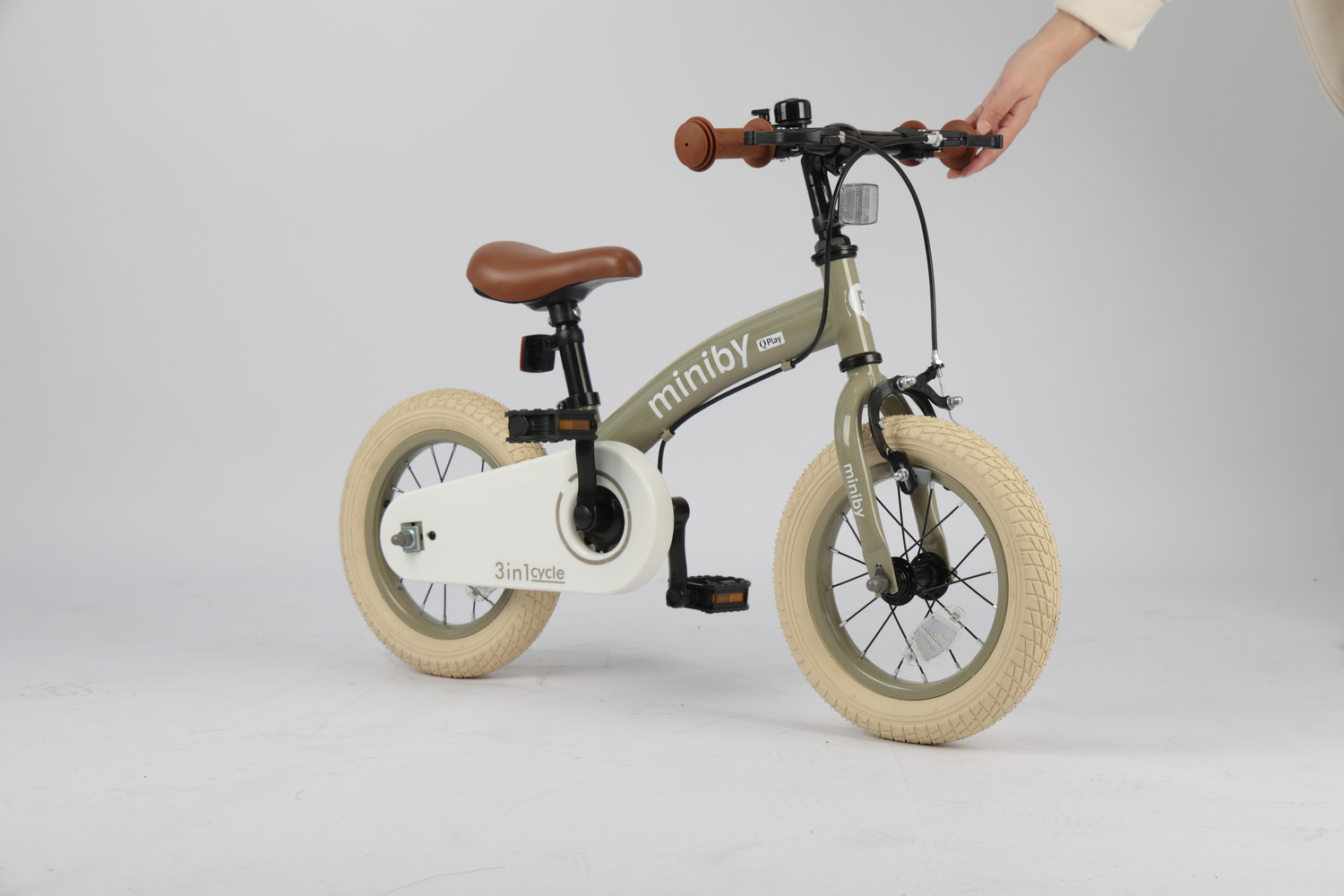 Велосипед - біговел Miniby 3в1/12" Grey-Green - Зображення 3