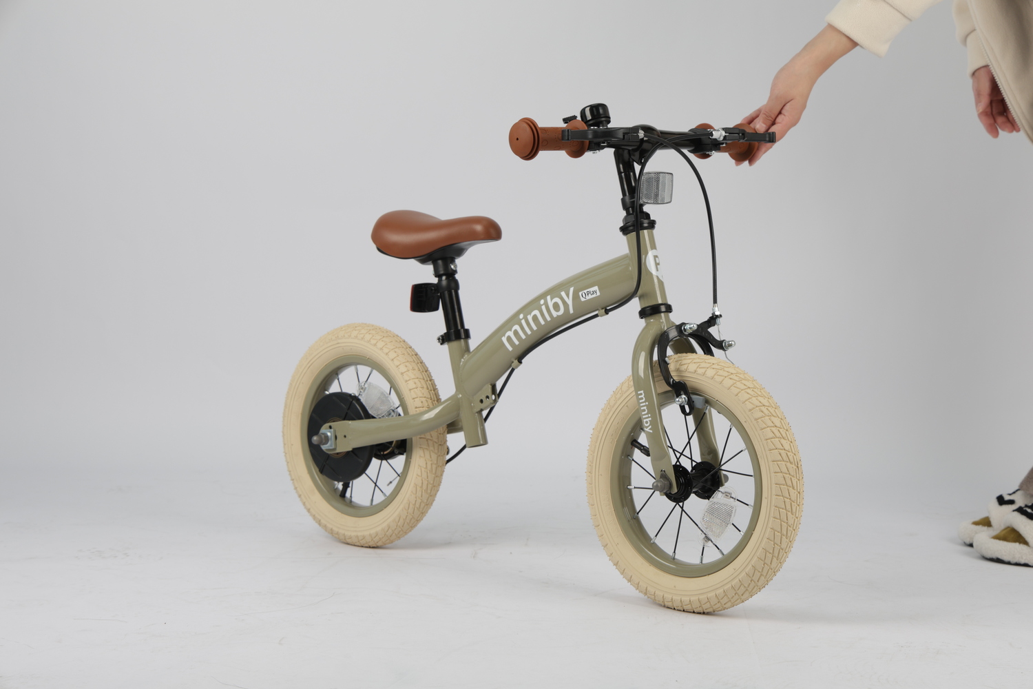 Велосипед - біговел Miniby 3в1/12" Grey-Green - Зображення 4