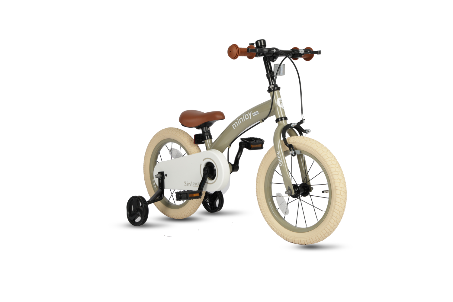 Велосипед - біговел Miniby 3в1/14" Grey-Green - Зображення 2