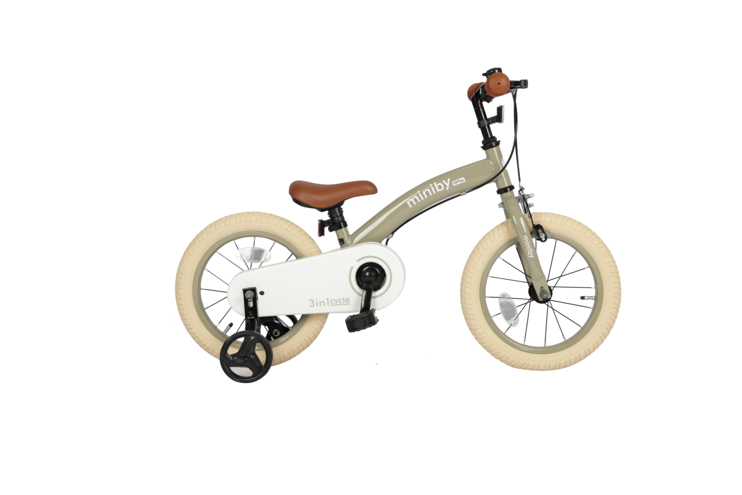 Велосипед - біговел Miniby 3в1/14" Grey-Green - Зображення 4