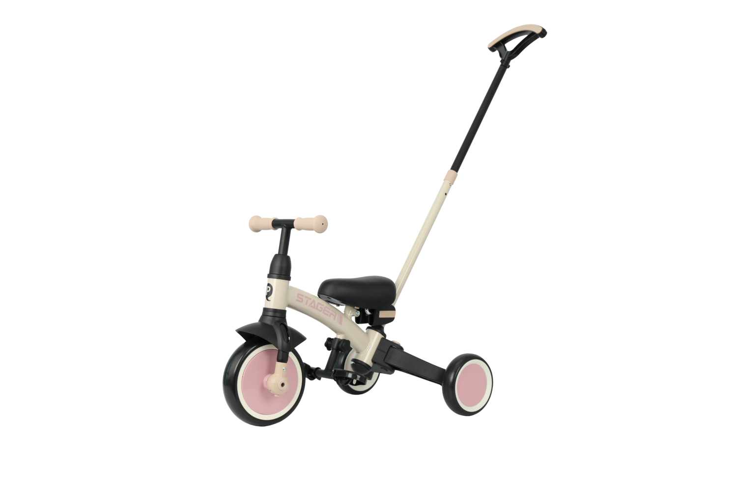 Велосипед з ручкою - біговел Stager 3 в1 Beige-Pink