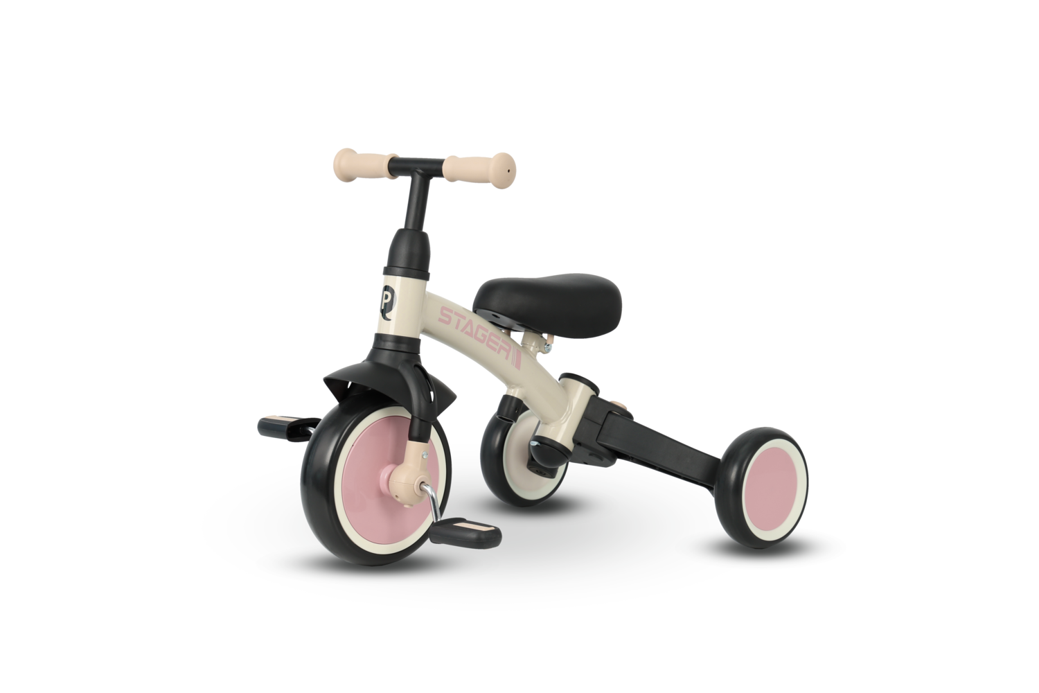 Велосипед з ручкою - біговел Stager 3 в1 Beige-Pink - Зображення 5