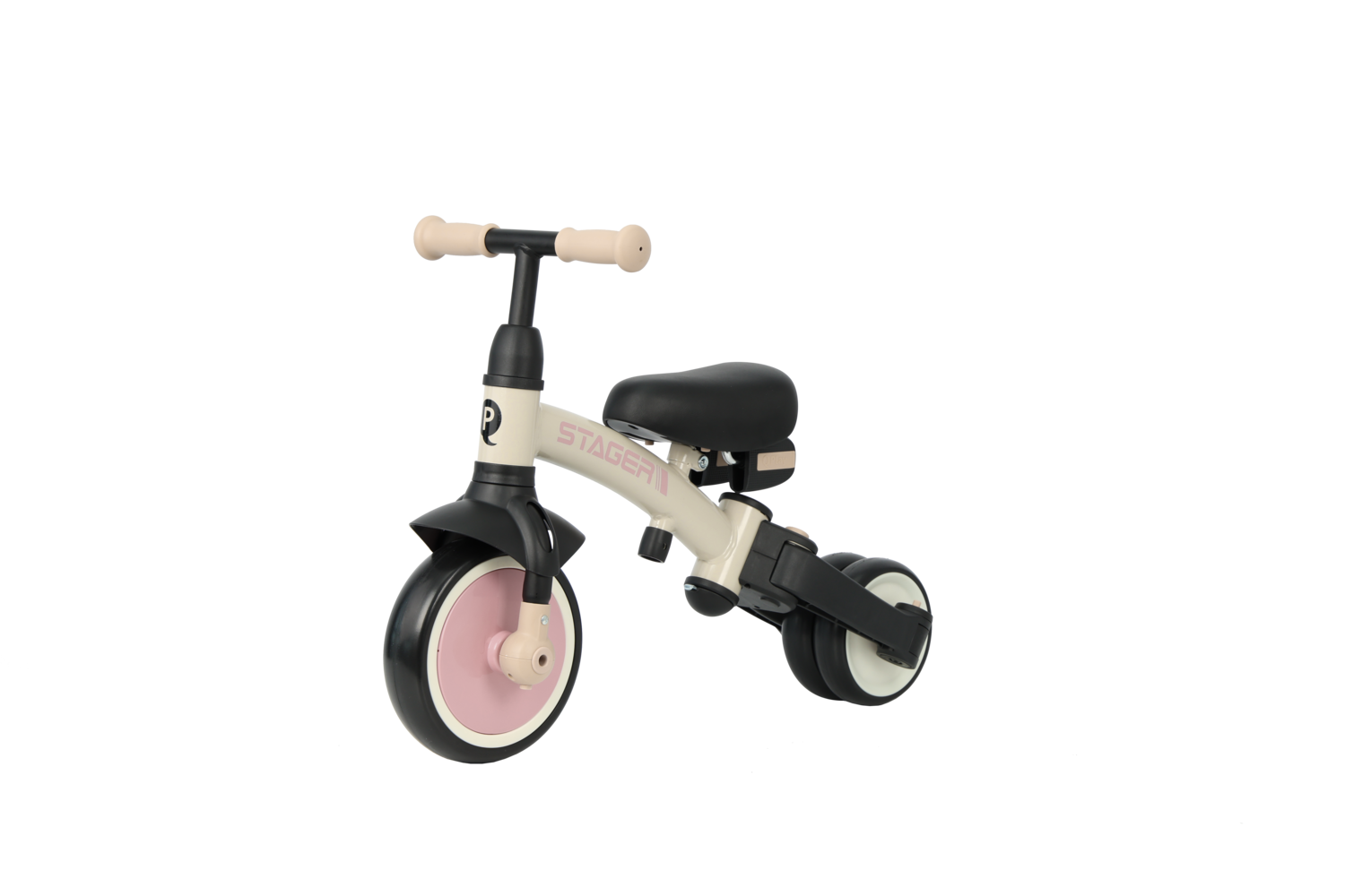 Велосипед з ручкою - біговел Stager 3 в1 Beige-Pink - Зображення 2